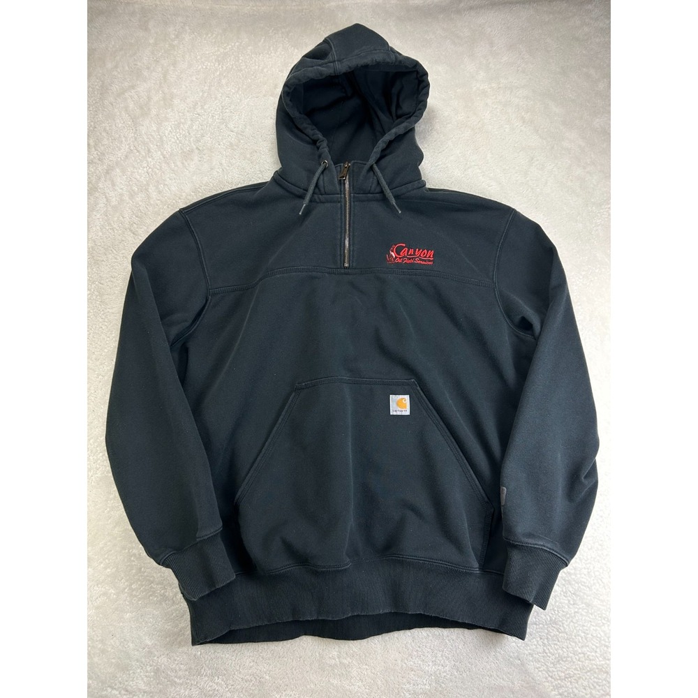 Carhartt Paxton 1/4-Zip Sweatshirt Mens 2XL Reg Black Rain Defender Company Logo